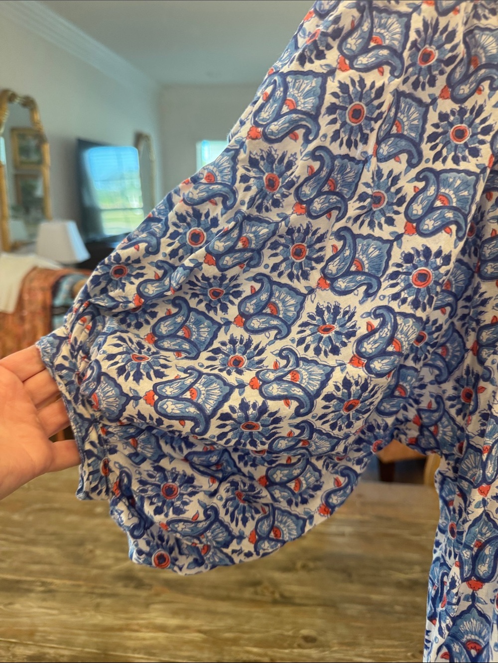 Boho Printed Maxi Dress in Blue, white - Picture 4 of 7